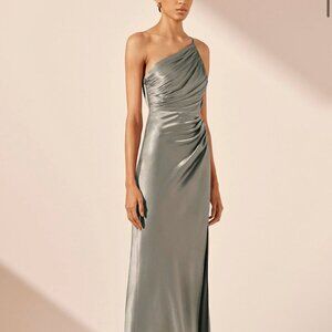 Shona Joy La lune asymmetrical gathered maxi dress - sage